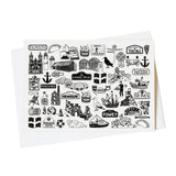Cornwall illustrated black and white blank greeting blank card