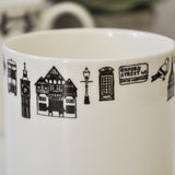 London illustrated black and white mug