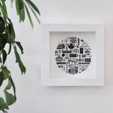 Manchester black and white framed mini-print