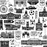 Liverpool illustrated black and white print